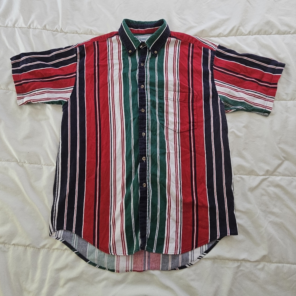 Vintage 80s mini corduroy Dad-core short sleeve button down shirt